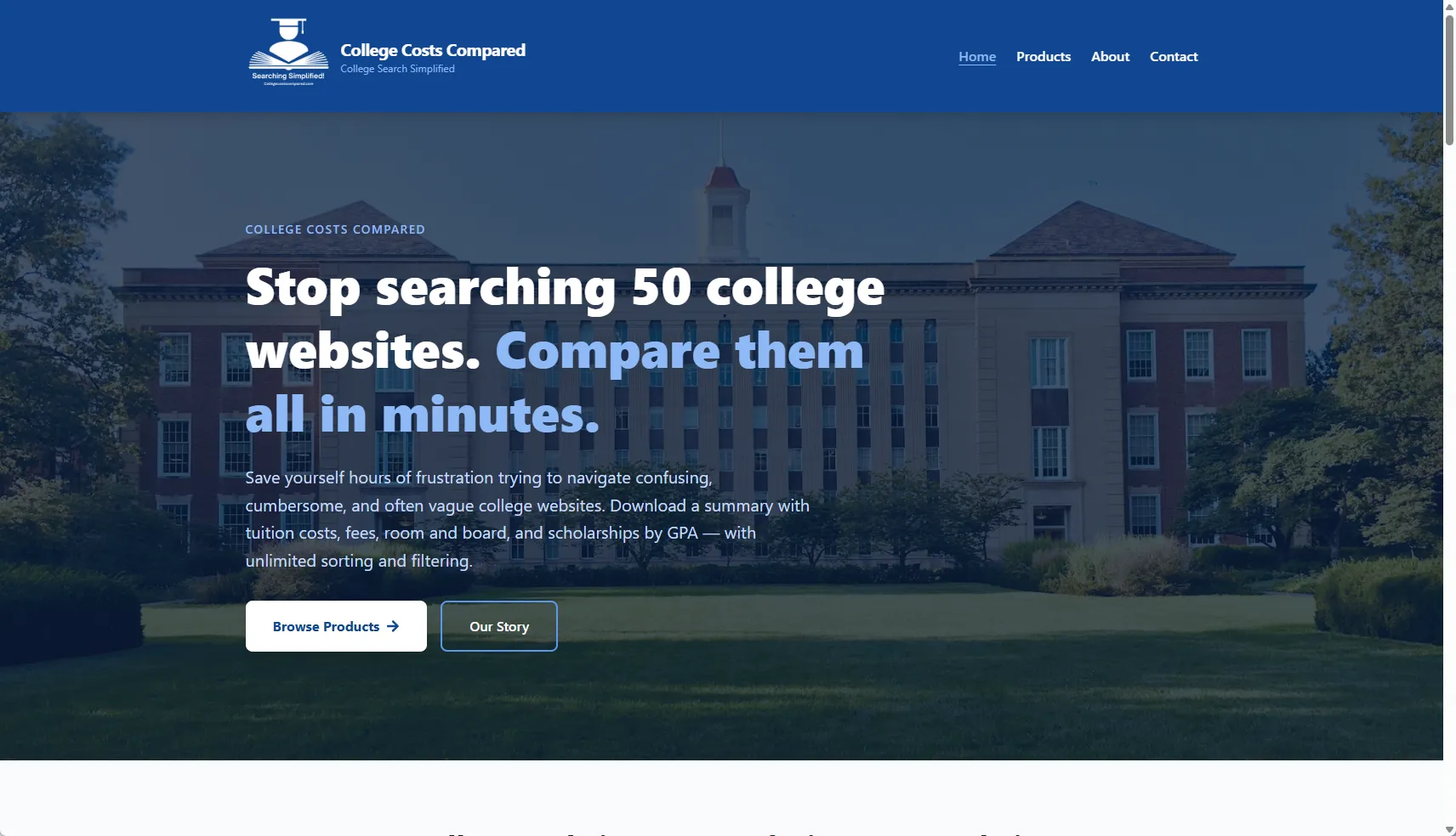 College Costs Compared screenshot